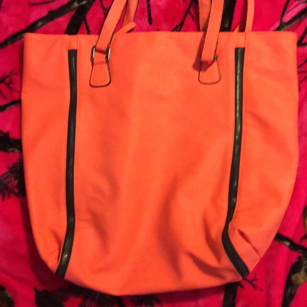 Neon orange tote